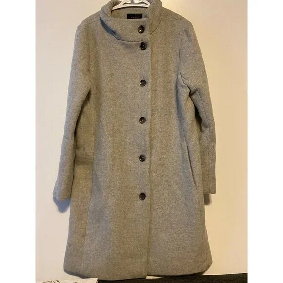 Le Chateau Wool Blend Funnel Neck Asymmetrical Grey Coat Size XXL - Picture 4 of 9
